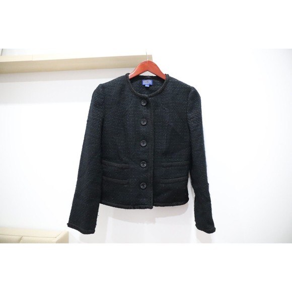 Pendleton Jackets & Blazers - Pendleton Womens 6 Jacket Collarless Textured Black 5 Button Work Boss Corporate